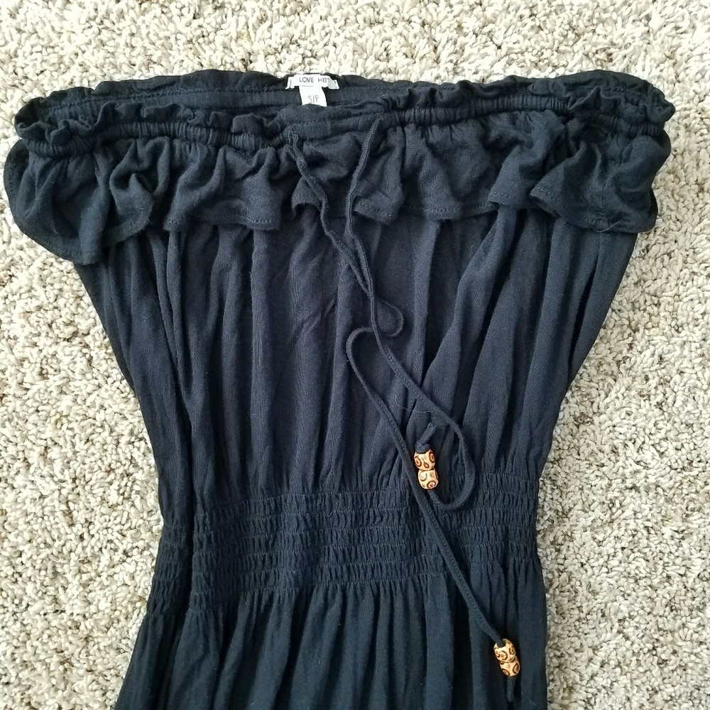 Black Strapless Maxi Dress-Small